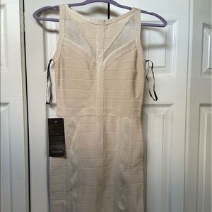 Bebe BandageDress, Cream, Size XS